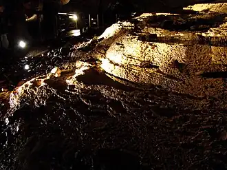 Gour pool, or rimstone, calcite formations.