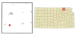 Location within Marshall County and Kansas