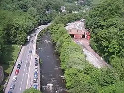 View of the River Derwent mid-flight