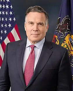 Official U.S. Senate portrait of Dave McCormick, the junior senator from the state of Pennsylvania.