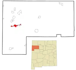 Location of Gallup in McKinley County and the state of New Mexico