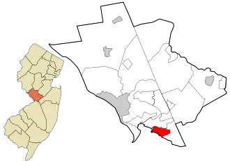 Location in Mercer County and the state of New Jersey