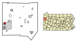 Location of Sharpsville in Mercer County, Pennsylvania.