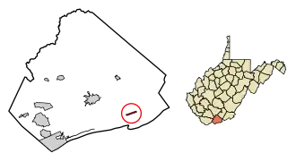 Location of Oakvale in Mercer County, West Virginia.