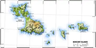 Topographic map of the Mercury Islands