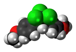 Ball-and-stick model of the methoxychlor molecule