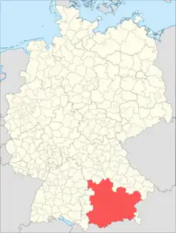 Location of the Munich Metropolitan Region in Bavaria