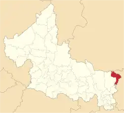 Location of the municipality in San Luis Potosí