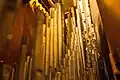 A detail view of one of the Mighty Wurlitzer pipe chambers.