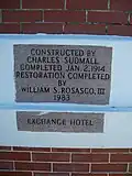Commemorative stone on the Exchange Hotel