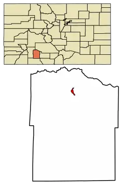 Location of the Town of Creede in the Mineral County, Colorado.