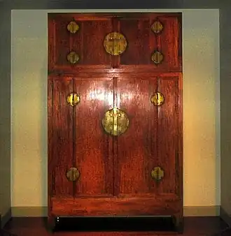 A Chinese Ming Dynasty compound wardrobe made of rosewood, latter half of the 16th century