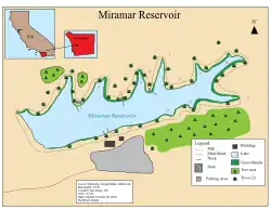 1.Carrol Cove 2.Clairemont Point 3.Bernardo Bay 4.Director’s Point 5.Poway Arm 6.Woodson Point 7.Penasquitos Arm 8.Ramona Point 9.Starvation Cove 10.Escondido Arm 11.San Diego Arm 12.Elliot Cove 13.Sorrento Cove 14.Mo’s Hole