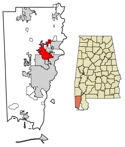 Location in Mobile County, Alabama