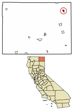 Location of Fort Bidwell in Modoc County, California.