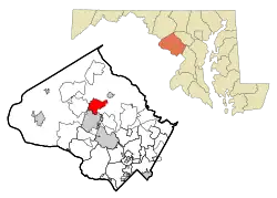 Location of Montgomery Village in Montgomery County, Maryland