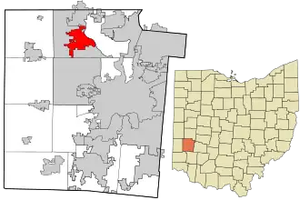 Location in Montgomery County and the state of Ohio.