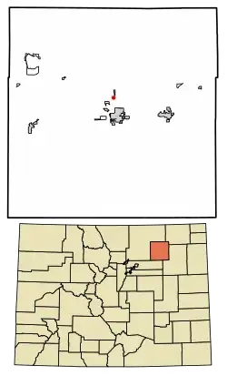Location of the Blue Sky CDP in Morgan County, Colorado.