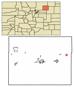 Location of the Town of Hillrose in Morgan County, Colorado.