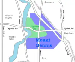 Location of Mount Dennis