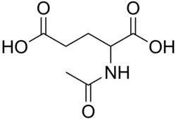 Skeletal formula of N-acetylglutamic acid