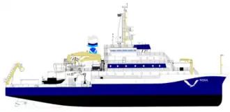 Illustration of NOAAS Oceanographer from starboard side.