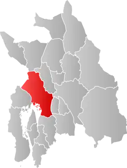 Oslo highlighted in red within Akershus County