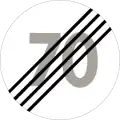 End of speed limit of 70 km/h.