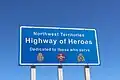 Northwest Territories Highway of Heroes sign
