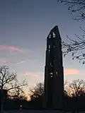 Moser Tower and Millennium Carillon at dusk.
