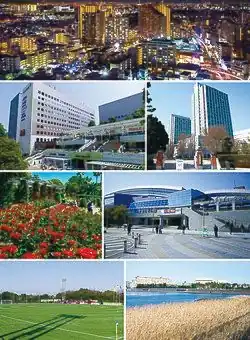downtown at night Morisia Tsudanuma Chiba Institute of Technology Yatsu Rose Garden Chiba International Swimming Center Frontier Soccer Field Yatsu-higata
