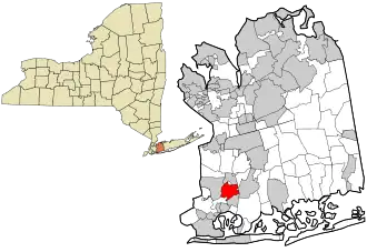 Location in Nassau County and the state of New York
