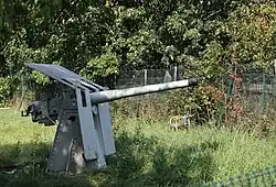 A naval gun that was at the Three Bridges, formerly part of the Outer London Defence Ring