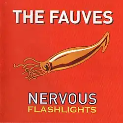 A brown octopus or squid is floating centrally with a red background. The group's name is in large white lettering across the top. The first part of the album's name is also in white lettering but smaller and near the bottom. The second part of the name is smaller again and in yellow lettering below.