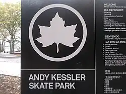 New Signage Andy Kessler Skatepark