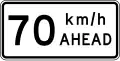 Road works speed limit ahead - 70 km/h
