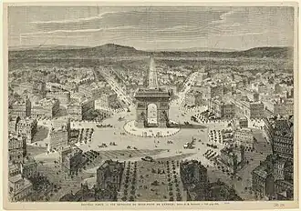 The Place de l'Étoile and Arc de Triomphe, 1868.
