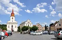 Town square with Church of Saint Nicholas