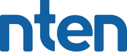 the lower case letters nten in white on a blue background