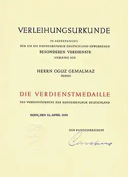 Certificate of Bestowal