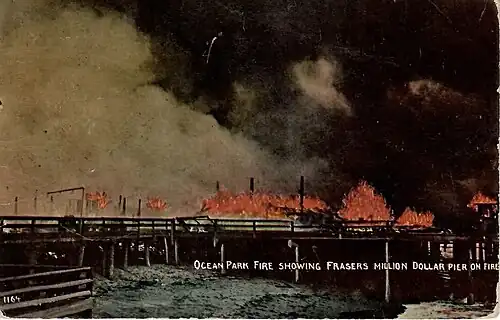 Fraser's Million Dollar Pier on fire