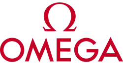 Red capital omega symbol with "OMEGA" underneath