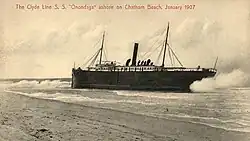 Onondaga on Orleans Beach after running aground on January 13, 1907