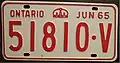 In 1965 all June, September and December quarterly plates were issued in the reverse colours as in 1963 and 1964. In alternate years Ontario quarterly plates reversed their colours each year.