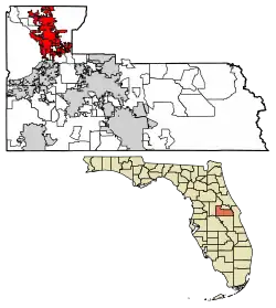 Location of Apopka in Orange County, Florida.