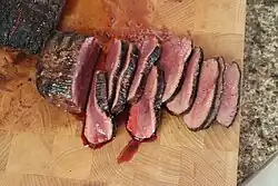 slices of cooked ostrich meat