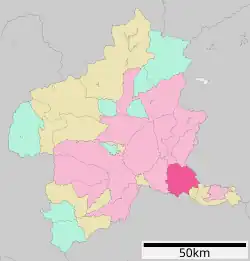 Location of Ōta in Gunma Prefecture
