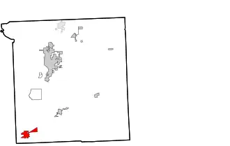 Location within Ottawa County and the state of Oklahoma