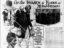 Clipping of newspaper with article title: "Our First Invasion by Hindus and Mohammedans"