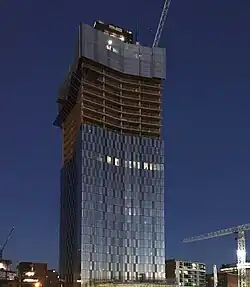 West Tower at night, December 2017